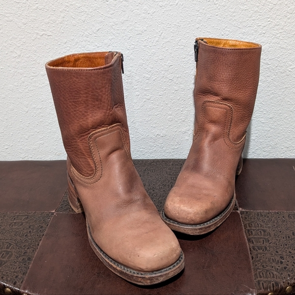 Frye Vintage Short Chestnut Brown Leather Campus Boot size 8 - Picture 10 of 12